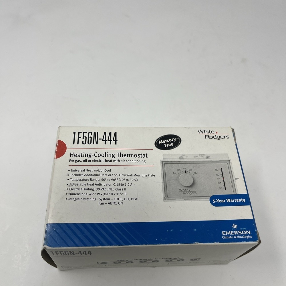 White-Rodgers 1F56N-444 Standard Mechanical Thermostat 1 H 1 C, Hardwired New